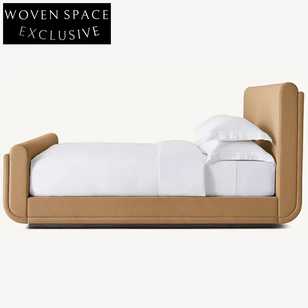 Luxurious Linen Fabric Upholstered King Size Platform Bed Frame