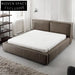 Luxurious Modern Brown Italian Genuine Leather King Size Soft Bed Frame