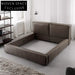 Luxurious Modern Brown Italian Genuine Leather King Size Soft Bed Frame