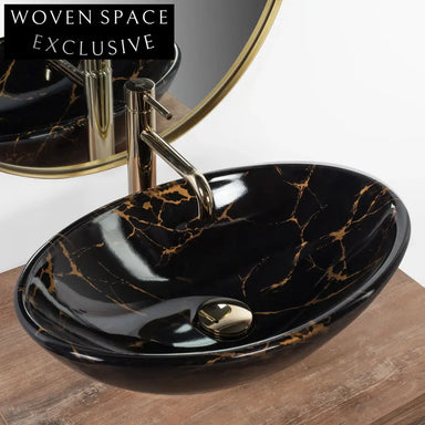 Luxurious Modern Ceramic Countertop Bathroom Sink Basin with Elegant Marble Finish
