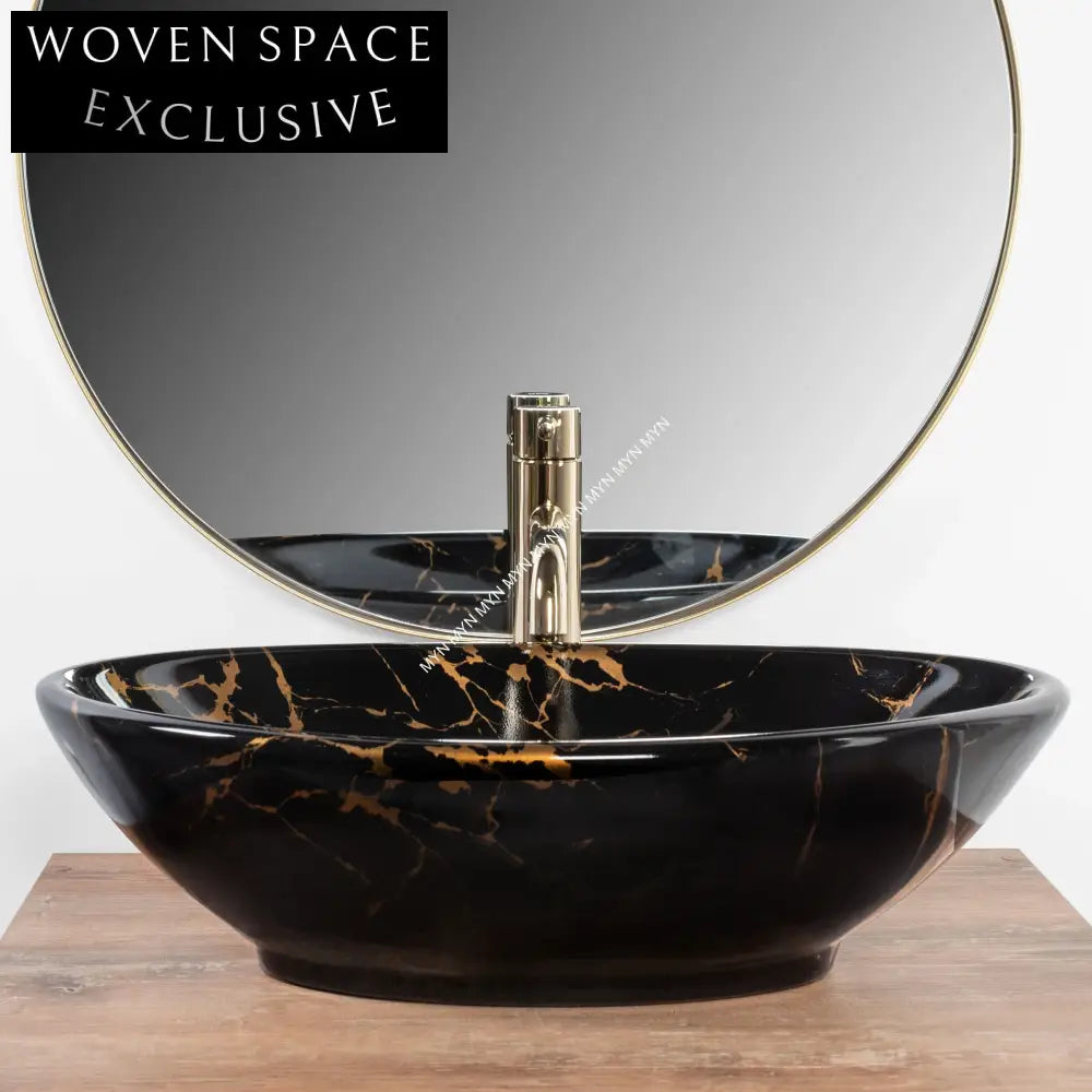 Luxurious Modern Ceramic Countertop Bathroom Sink Basin with Elegant Marble Finish