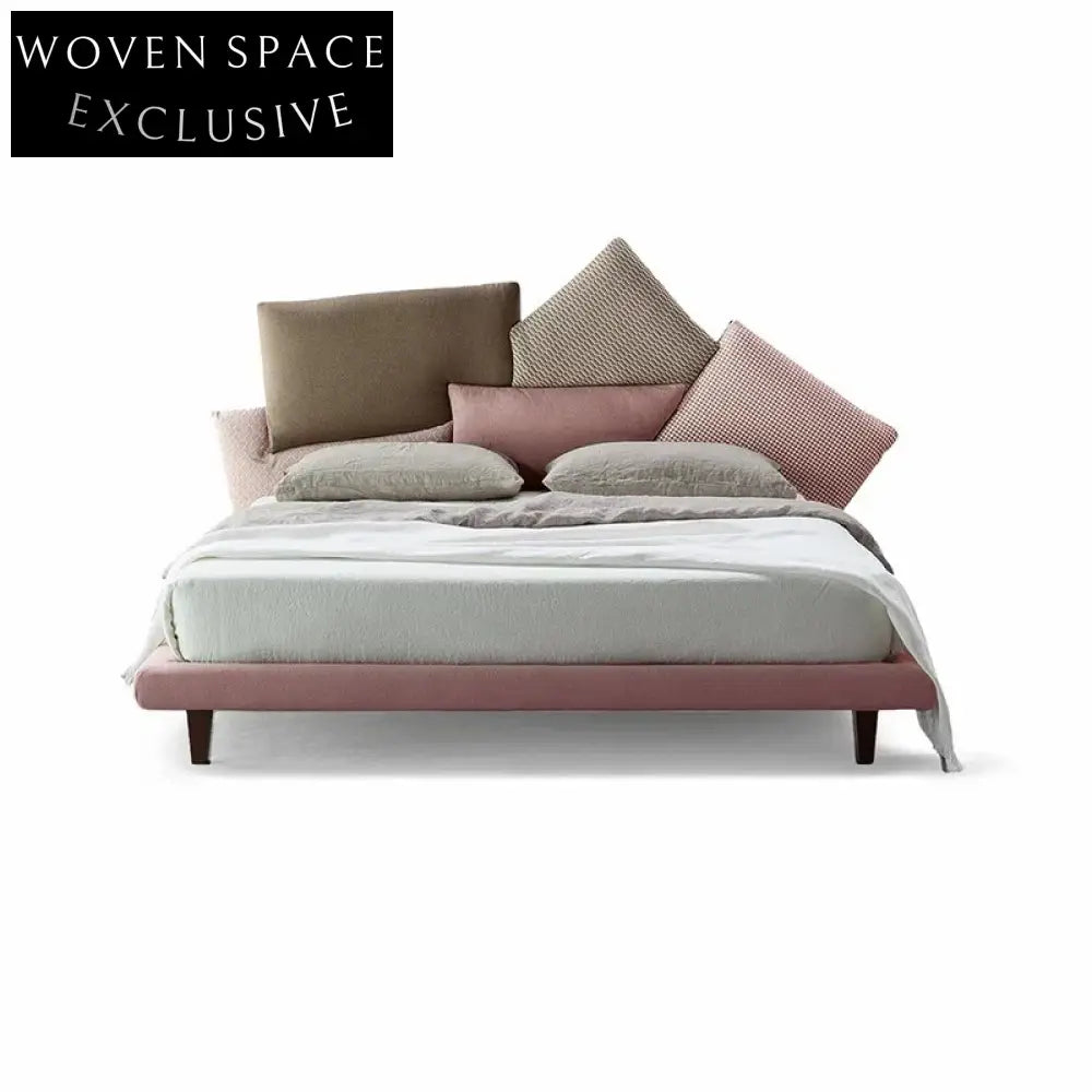 Luxurious Modern Cotton Fabric Wood Platform Bed for Home & Hotel