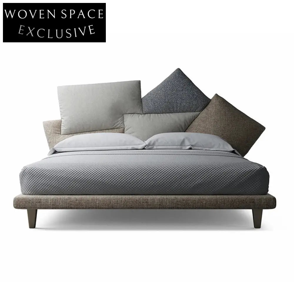 Luxurious Modern Cotton Fabric Wood Platform Bed for Home & Hotel