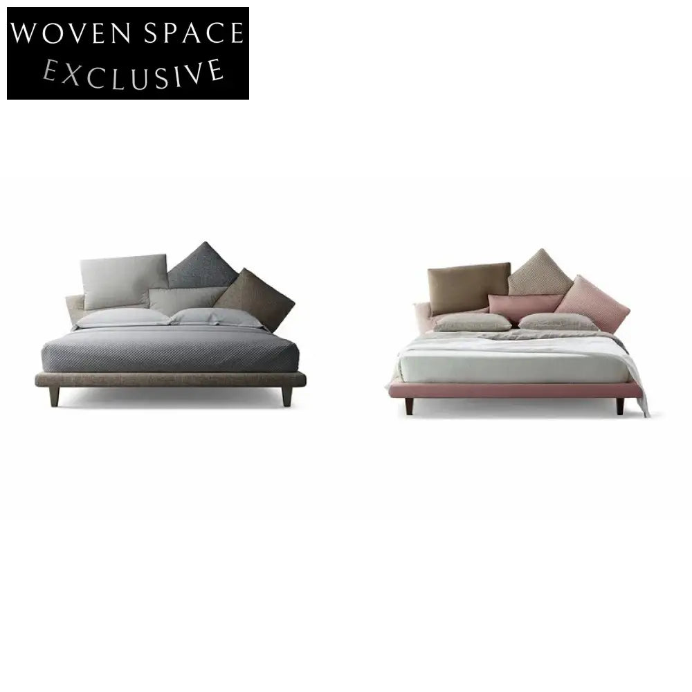 Luxurious Modern Cotton Fabric Wood Platform Bed for Home & Hotel