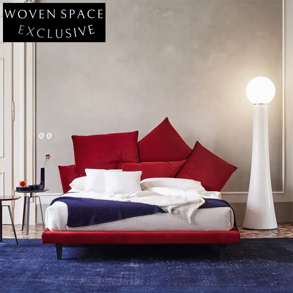 Luxurious Modern Cotton Fabric Wood Platform Bed for Home & Hotel