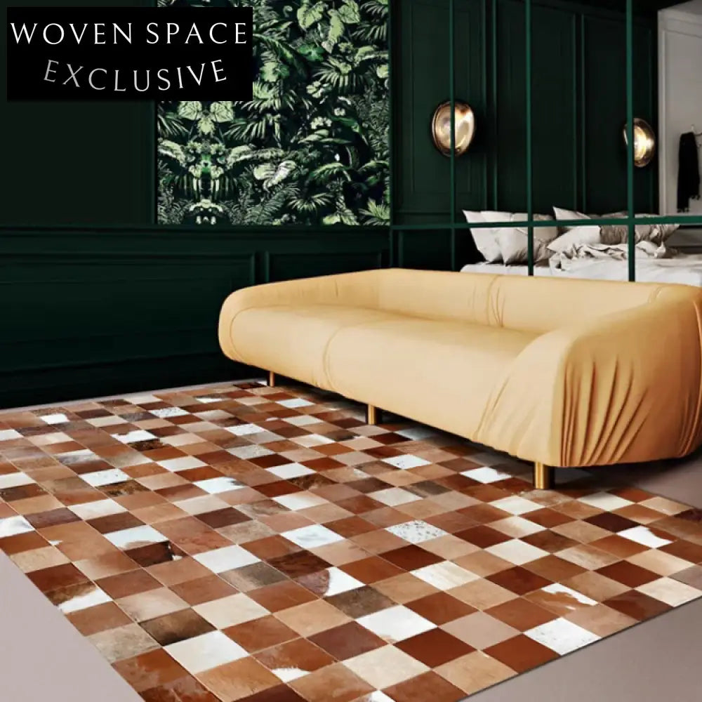 Luxurious Modern Cowhide Area Rug for Living Room, Hotel, or Villa Carpet