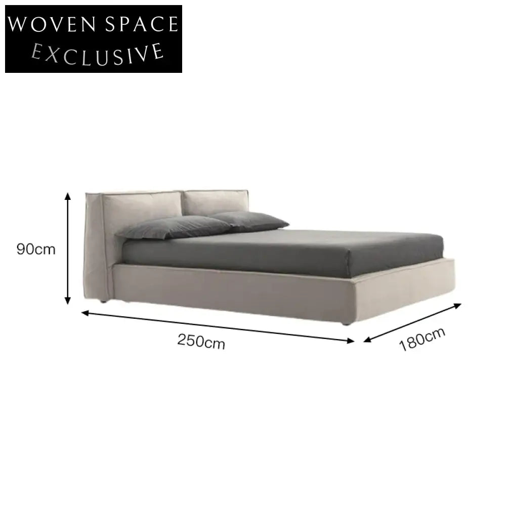 Luxurious Modern Fabric Upholstered Bed, Solid Wood Frame, Queen or King Size