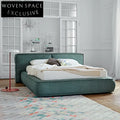Luxurious Modern Fabric Upholstered Bed, Solid Wood Frame, Queen or King Size