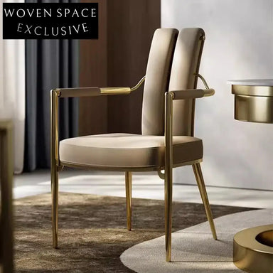 Luxurious Modern Genuine Leather Arm Dining Chair for Upscale Settings