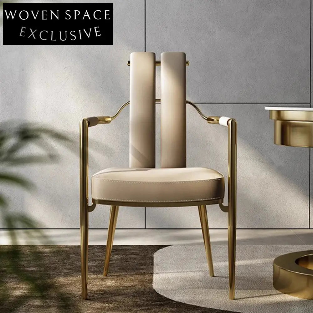 Luxurious Modern Genuine Leather Arm Dining Chair for Upscale Settings