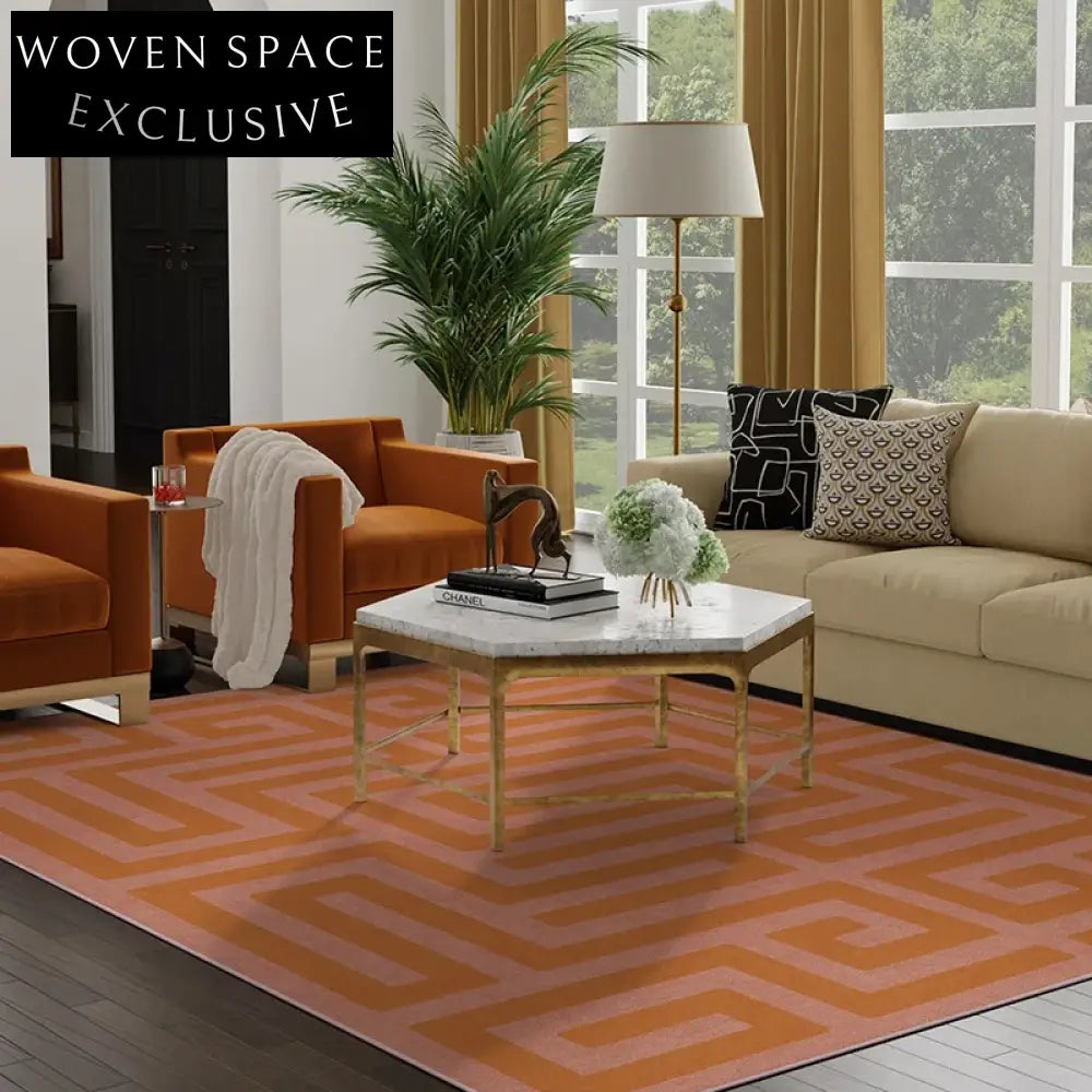 Luxurious Modern Geometric Design Polyester Hand-Tufted Area Rug for Living Room