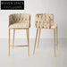 Luxurious Modern Gold Stainless Steel Velvet Upholstered Bar Stools