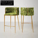 Luxurious Modern Gold Stainless Steel Velvet Upholstered Bar Stools