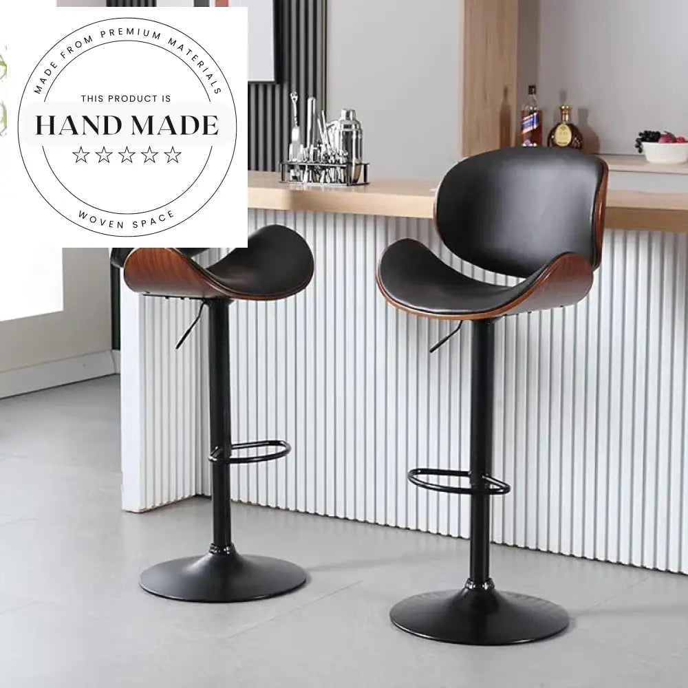 Luxurious Modern High-Back Swivel Bar Stool Genuine Leather Stainless Steel Frame