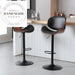 Luxurious Modern High-Back Swivel Bar Stool Genuine Leather Stainless Steel Frame