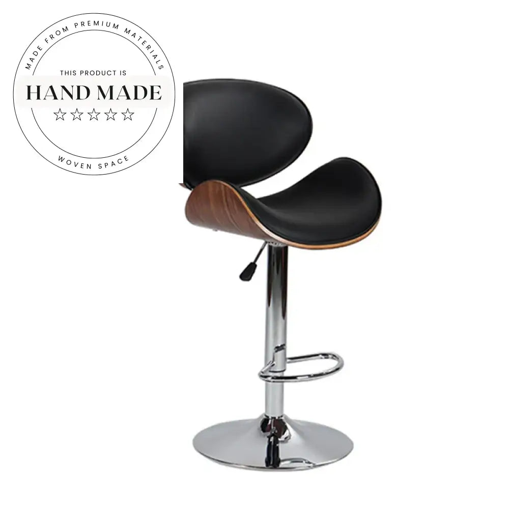 Luxurious Modern High-Back Swivel Bar Stool Genuine Leather Stainless Steel Frame