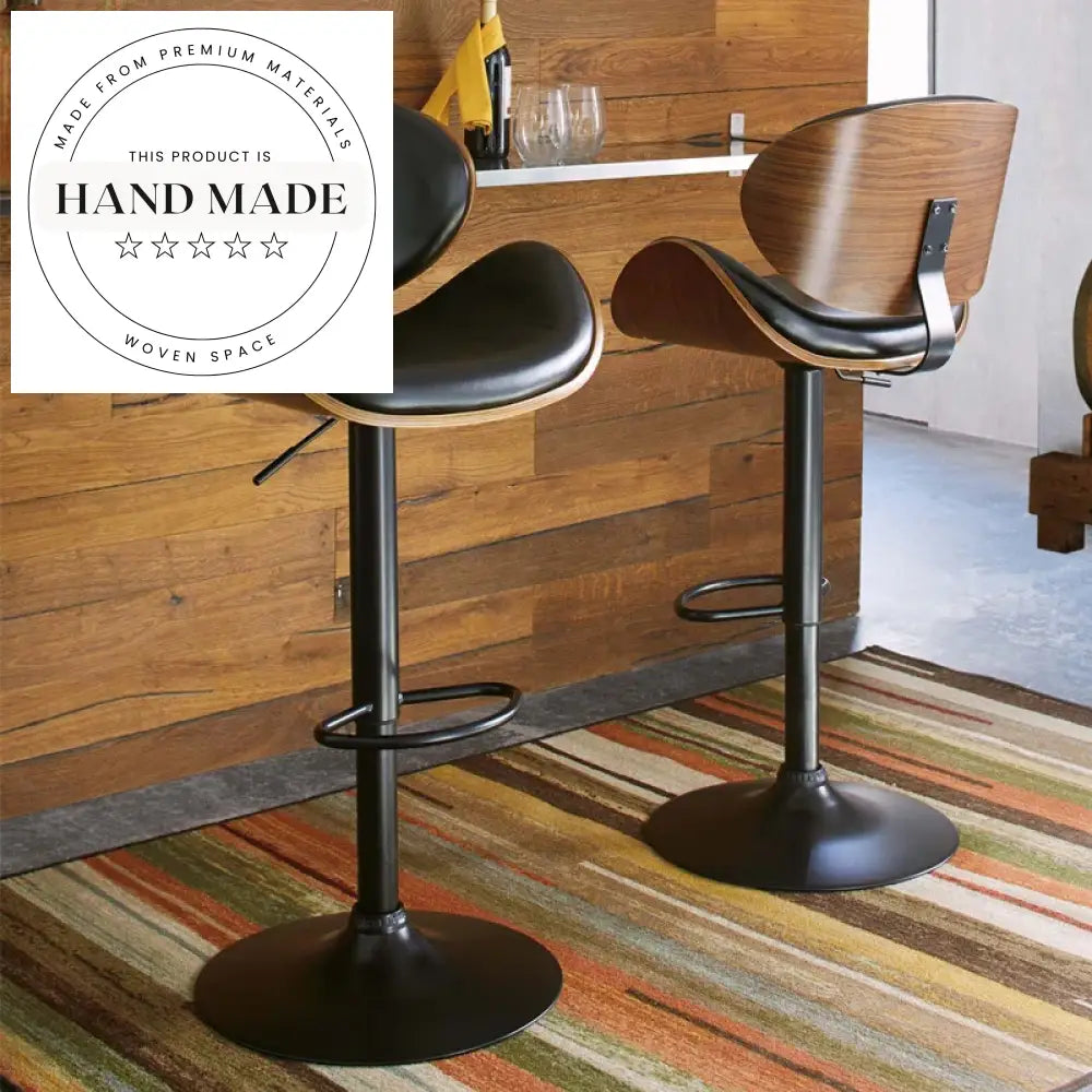 Luxurious Modern High-Back Swivel Bar Stool Genuine Leather Stainless Steel Frame