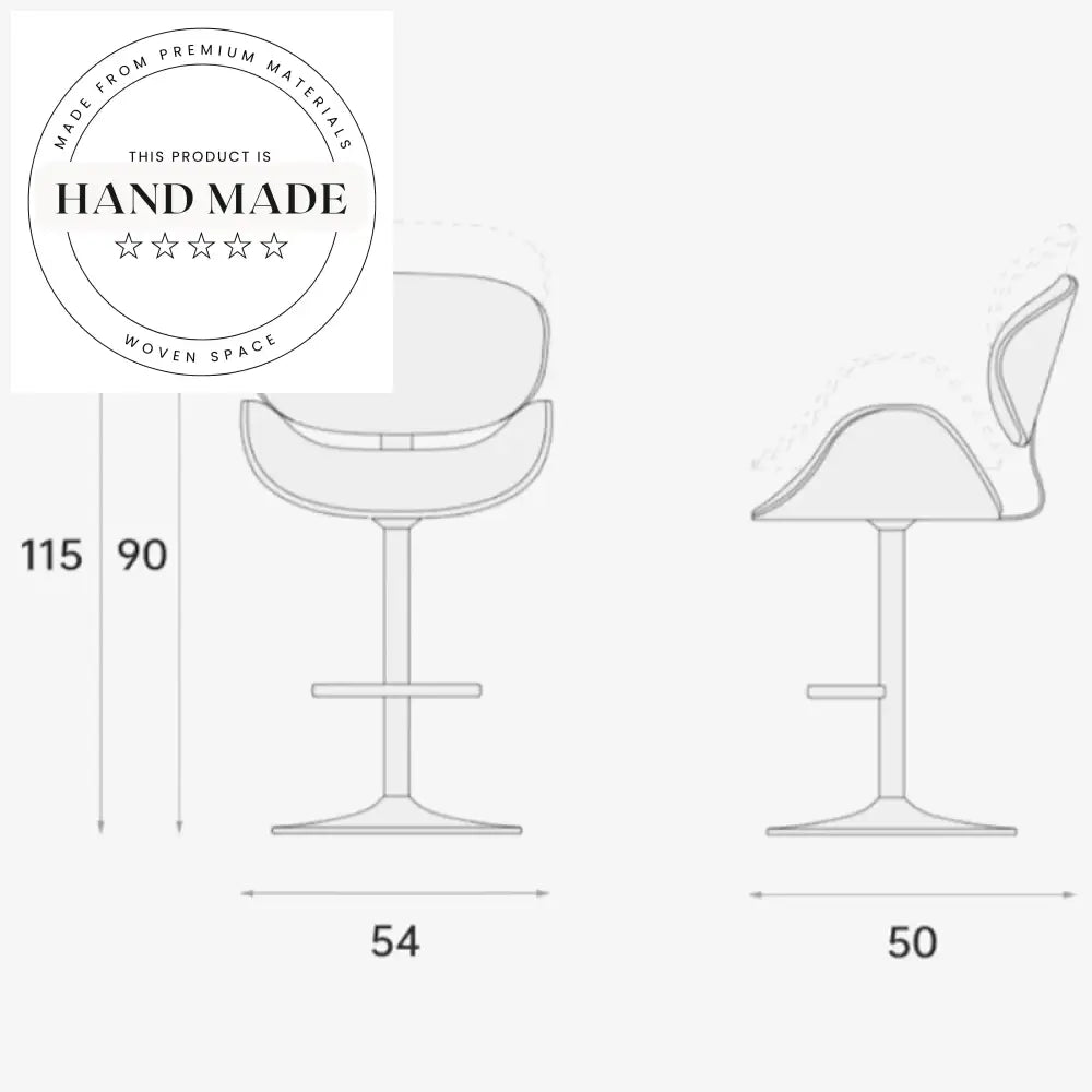 Luxurious Modern High-Back Swivel Bar Stool Genuine Leather Stainless Steel Frame