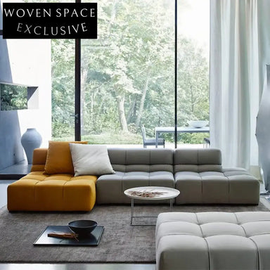 Luxurious Modern High-End Fabric Leather Carved Upholstery Living Room Sofa Set