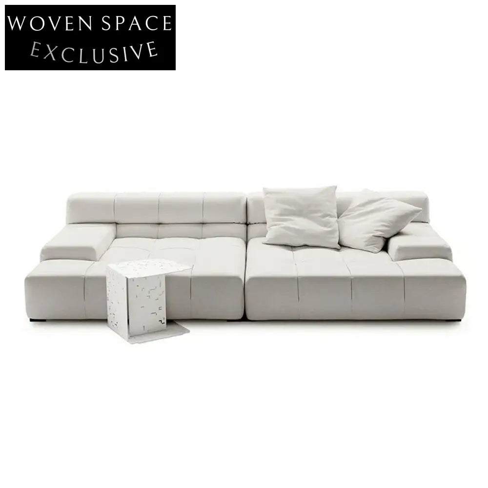 Luxurious Modern High-End Fabric Leather Carved Upholstery Living Room Sofa Set