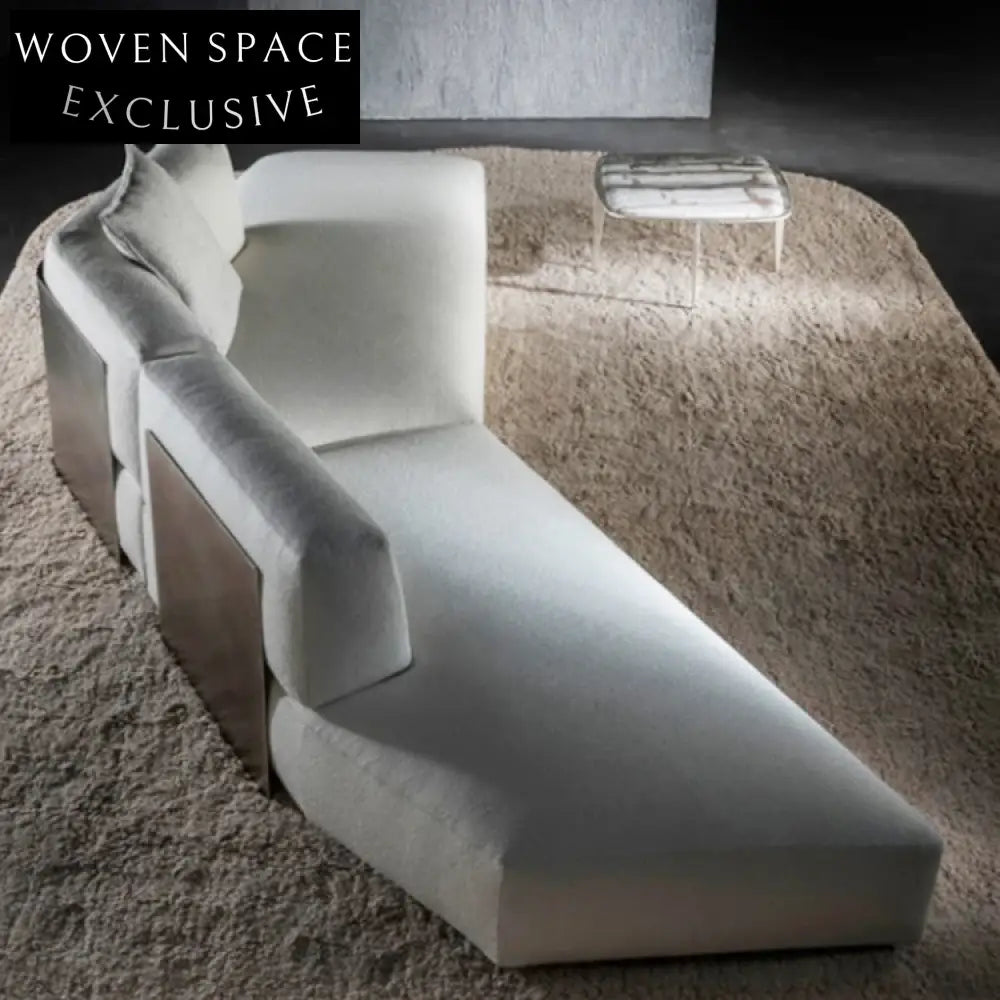 Luxurious Modern I-Shaped Teddy Fabric Sectional Living Room Sofa Set