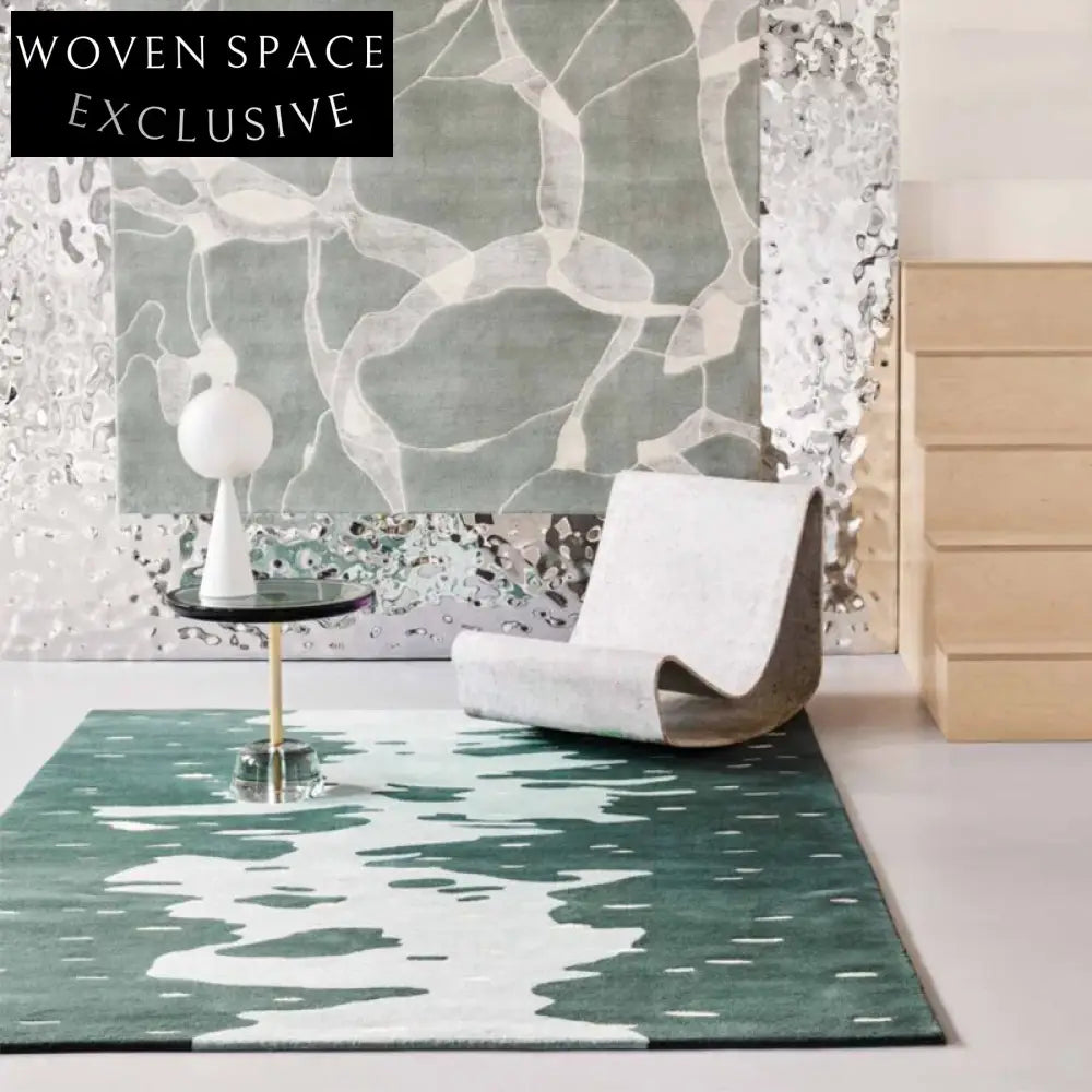 Luxurious Modern Ink Green Polyester Area Rug for Living Room Bedroom Carpet