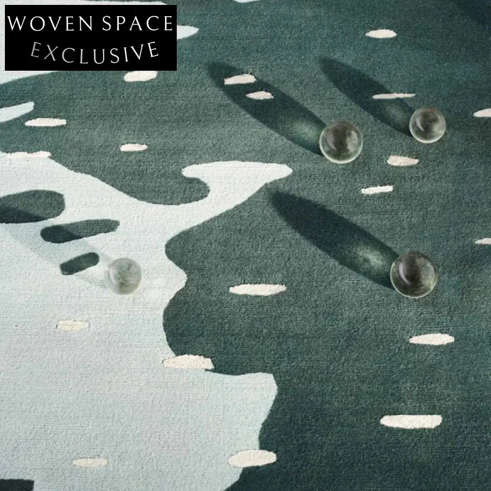 Luxurious Modern Ink Green Polyester Area Rug for Living Room Bedroom Carpet