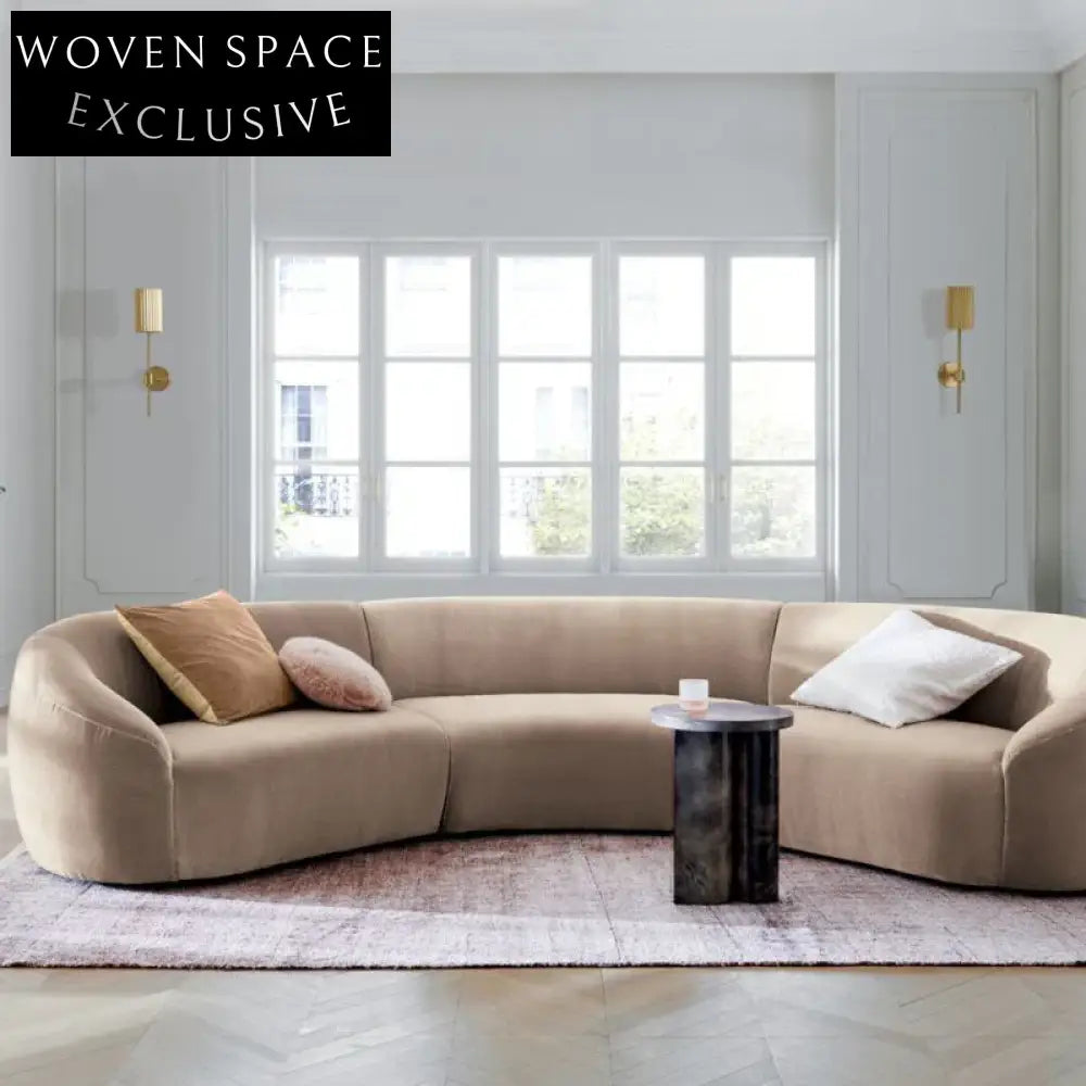 Luxurious Modern Italian Curved Modular Velvet Fabric Sectional Sofa Set for Home Hotel