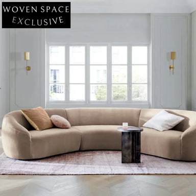 Luxurious Modern Italian Curved Modular Velvet Fabric Sectional Sofa Set for Home Hotel