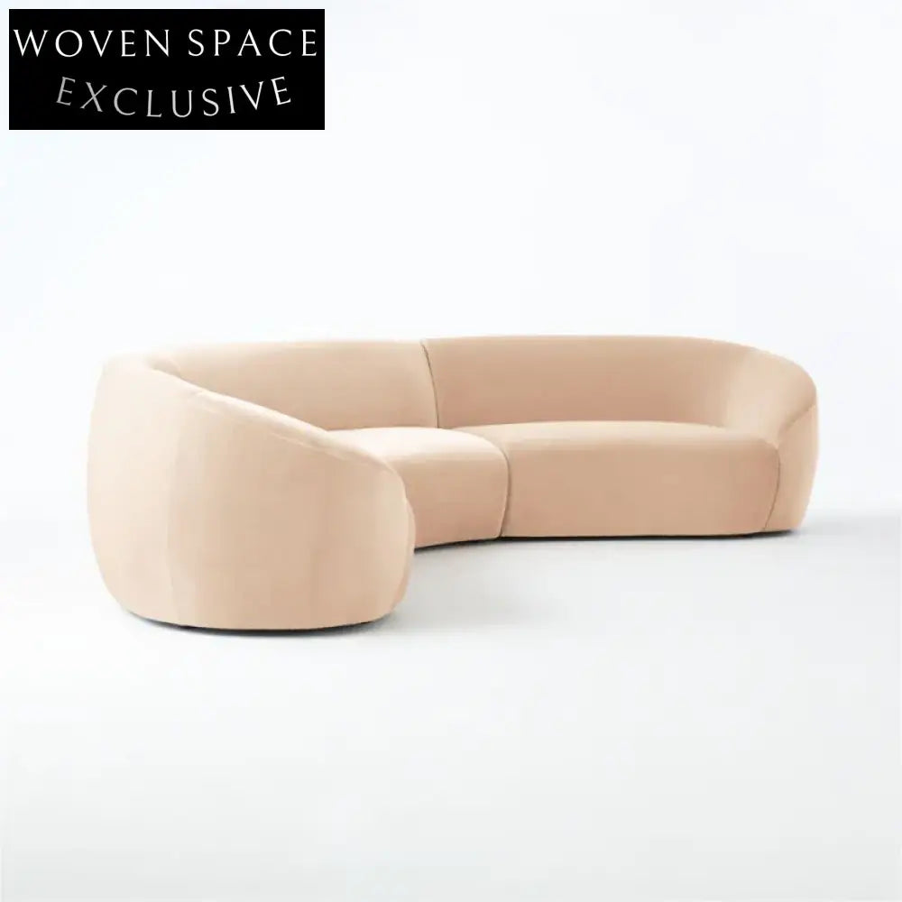 Luxurious Modern Italian Curved Modular Velvet Fabric Sectional Sofa Set for Home Hotel