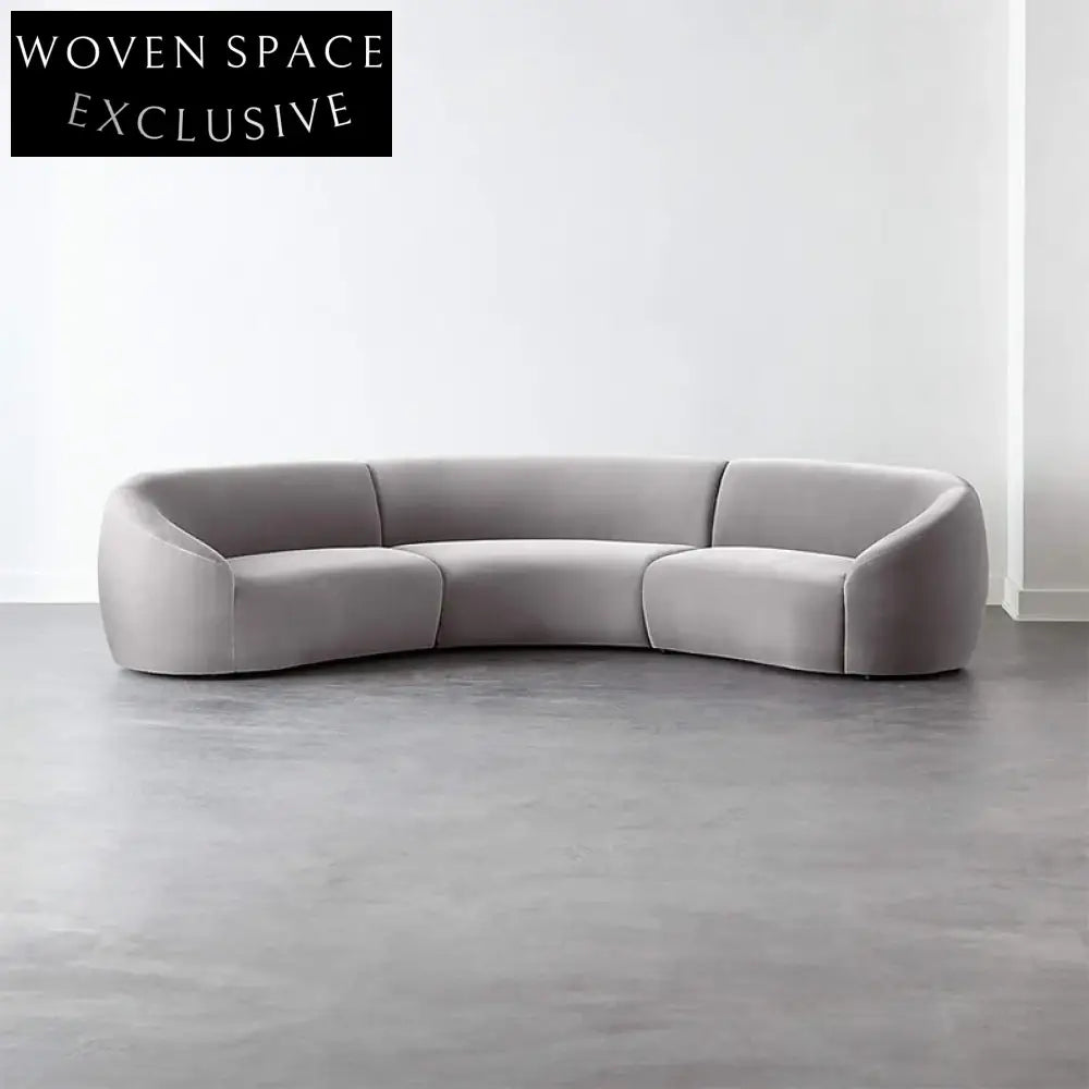 Luxurious Modern Italian Curved Modular Velvet Fabric Sectional Sofa Set for Home Hotel