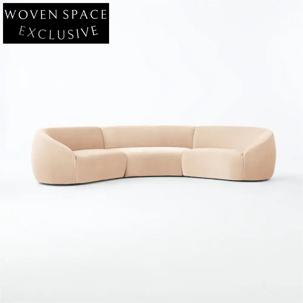 Luxurious Modern Italian Curved Modular Velvet Fabric Sectional Sofa Set for Home Hotel