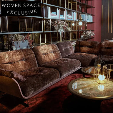 Luxurious Modern Italian Fabric Upholstery L-Shape Sofa Set with Metal Base