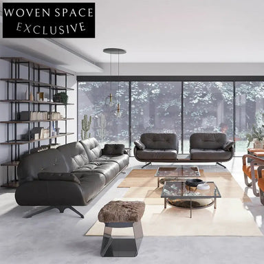 Luxurious Modern Italian Fabric Upholstery L-Shape Sofa Set with Metal Base