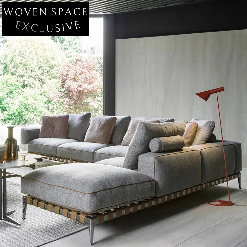Luxurious Modern Italian L-Shape Fabric Sofa for Versatile Living Spaces