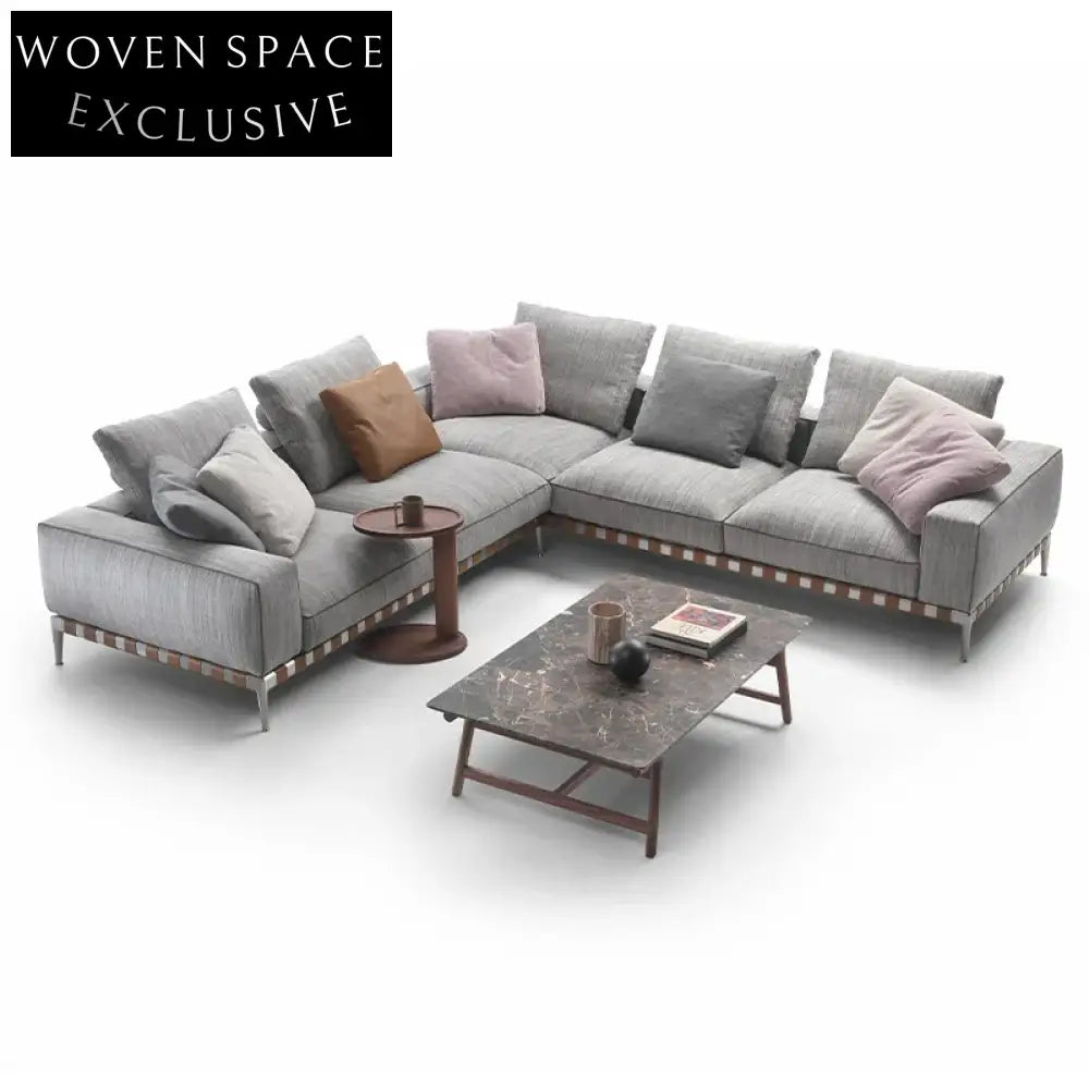 Luxurious Modern Italian L-Shape Fabric Sofa for Versatile Living Spaces