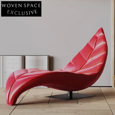 Luxurious Modern Italian Leather Leaf Chaise Lounge Day Bed Sofa