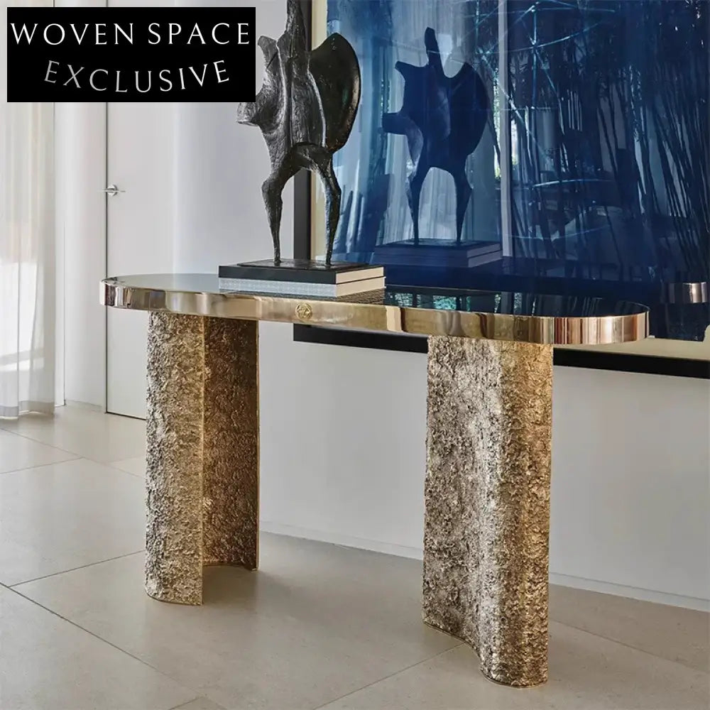 Luxurious Modern Italian Marble Console Table with Stainless Steel Base