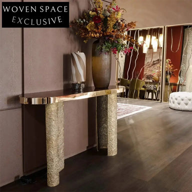 Luxurious Modern Italian Marble Console Table with Stainless Steel Base