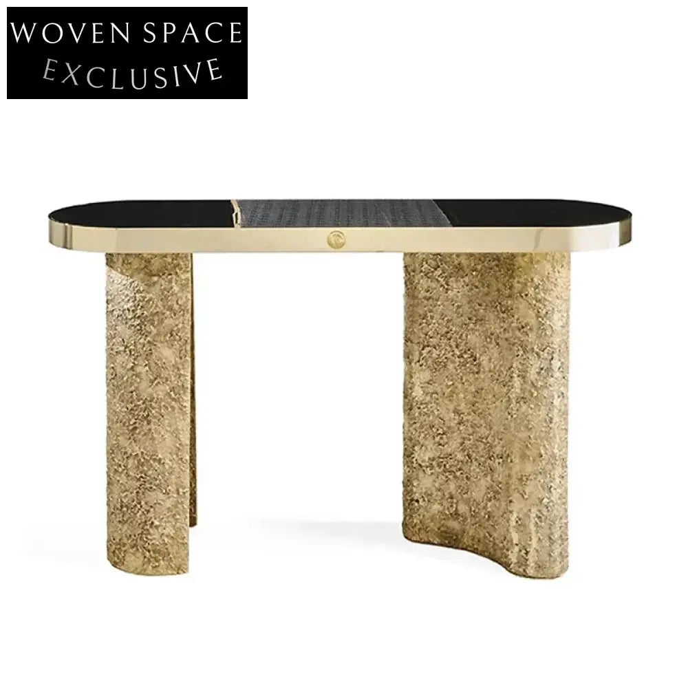 Luxurious Modern Italian Marble Console Table with Stainless Steel Base