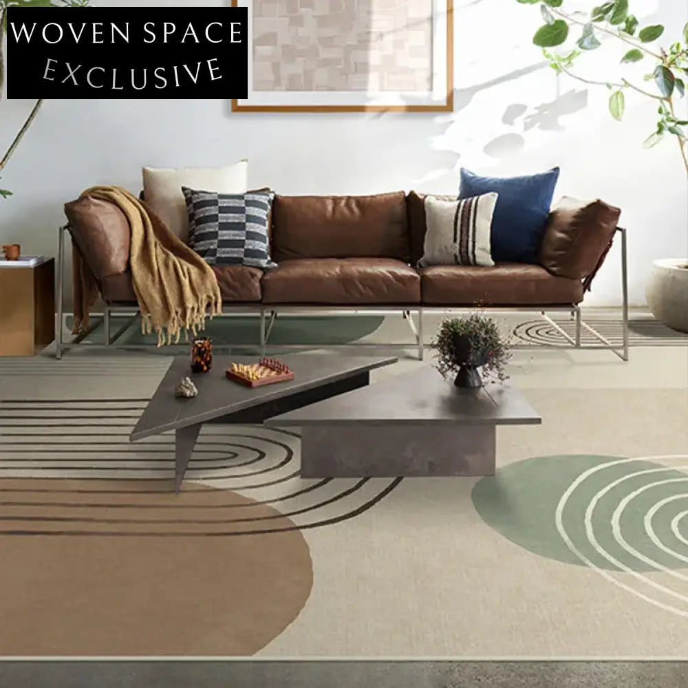 Luxurious Modern Italian Style Gray Custom Polyester Area Rug for Living Room