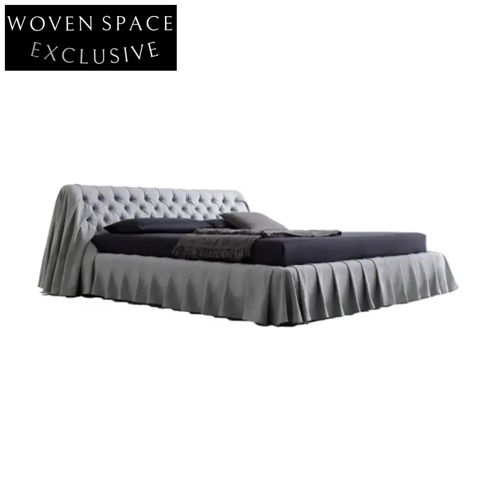Luxurious Modern King Size Upholstered Bed with Microfiber Leather Frame
