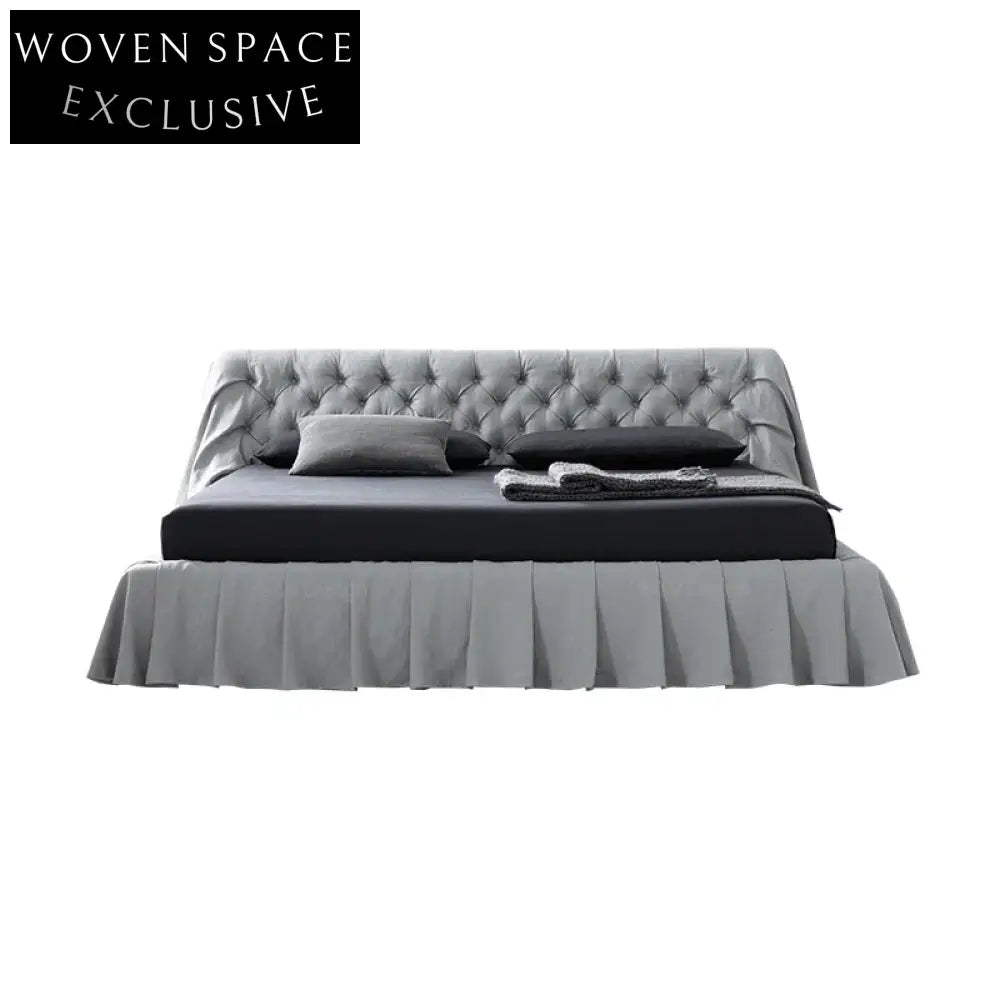 Luxurious Modern King Size Upholstered Bed with Microfiber Leather Frame