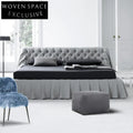 Luxurious Modern King Size Upholstered Bed with Microfiber Leather Frame