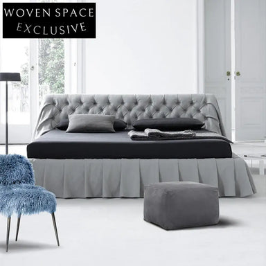 Luxurious Modern King Size Upholstered Bed with Microfiber Leather Frame