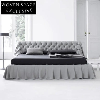 Luxurious Modern King Size Upholstered Bed with Microfiber Leather Frame