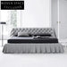 Luxurious Modern King Size Upholstered Bed with Microfiber Leather Frame