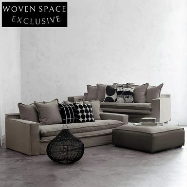 Luxurious Modern L-Shaped Modular Sofa with Ottoman and Feather Down Cushions