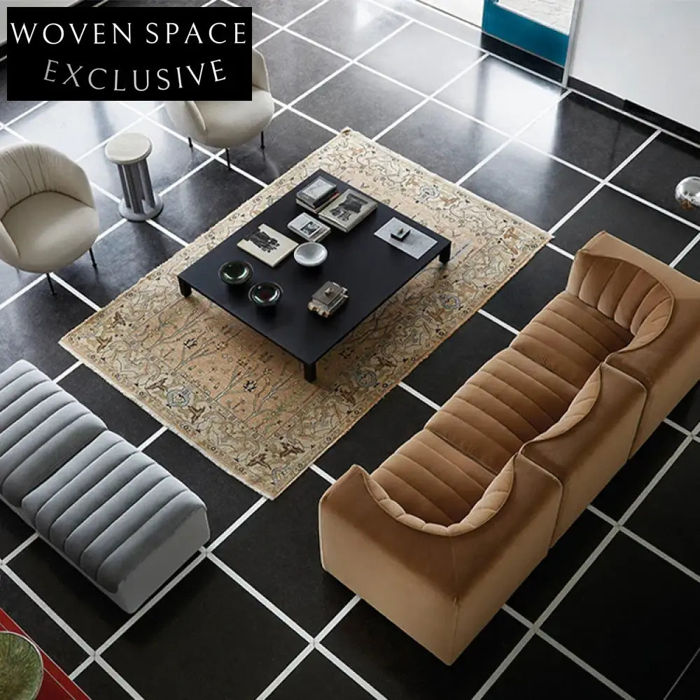 Luxurious Modern Lamb Wool Chesterfield Sectional Sofa for Living Room Furniture