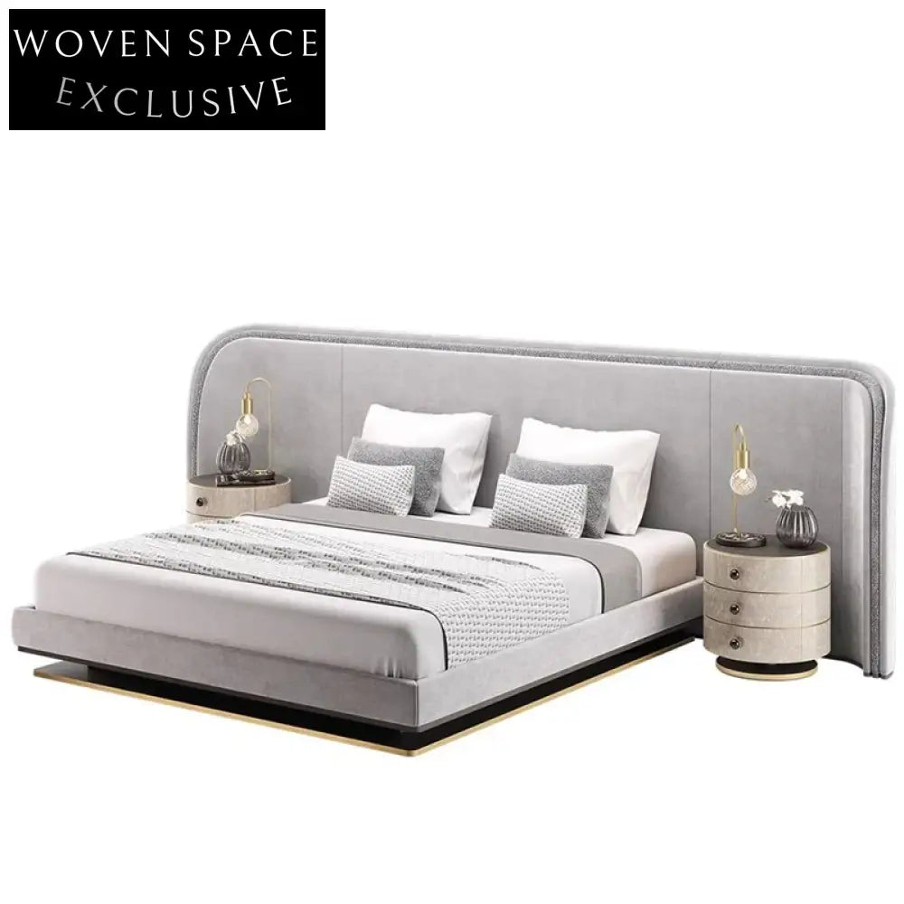 Luxurious Modern Leather Queen King Size Bed Frame with Elegant Tufted Headboard